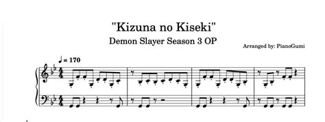 Demon Slayer Season 3 OP Kizuna No Kiseki EASY Piano Sheet Music