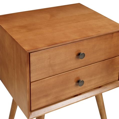 Walker Edison Mid Century Drawer Solid Wood Nightstand In Caramel