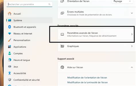 Modifier le taux de rafraîchissement dans Windows 11