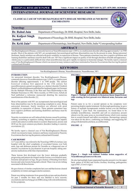 (PDF) Classical Case of Von Recklinghausen's Disease Mistreated as Neurotic Excoriations