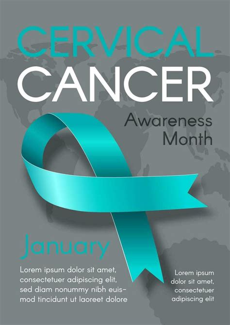 Vertical Poster For Cervical Cancer Awareness Month With A Teal Ribbon