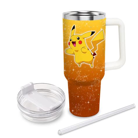 Pikachu Pokemon Cartoon Custom Stanley Quencher Oz Stainless Steel