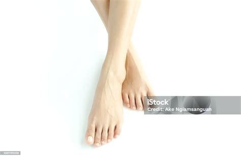 Beautiful Female Legs And Feet On A White Background Concept Beauty And ...