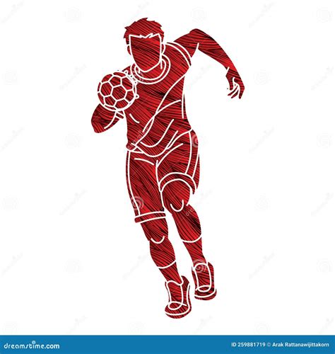 Handball Sport Male Player Action Cartoon Graphic Vector Stock Vector