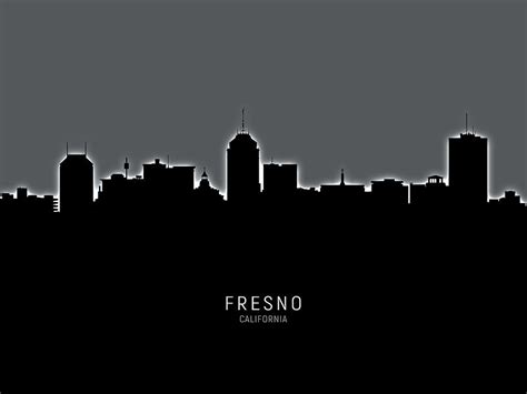 Fresno California Skyline Digital Art by Michael Tompsett - Pixels