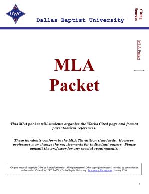 Fillable Online This MLA Packet Will Students Organize The Works Cited