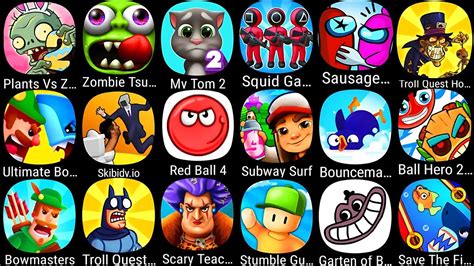 Red Ball Plants Vs Zombies Zombie Tsunami My Talking Tom Squid