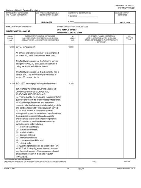 Fillable Online Statement Of Deficiencies Pdf Fax Email Print Pdffiller