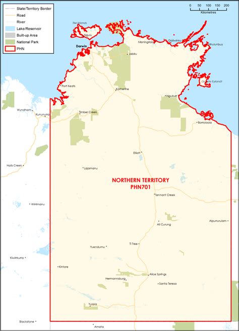 Northern Territory Nt Primary Health Network Phn Map Topographic Australian Government