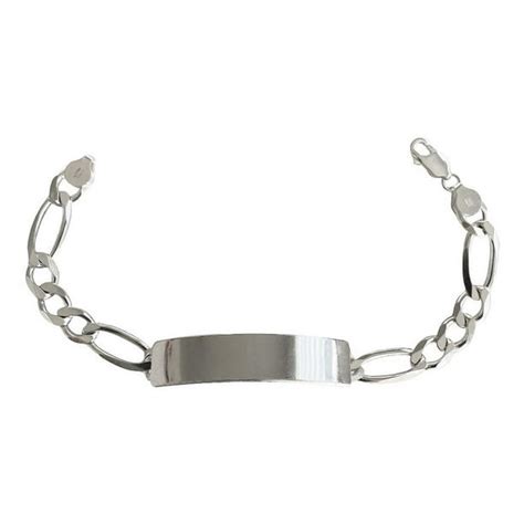 Esclava Hombre Pulsera Fígaro Plata 925 Placa Lisa 8 Mm Plateado Largo