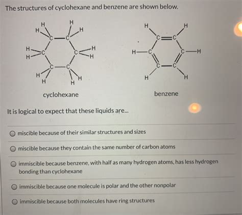 Solved The Structures Of Cyclohexane And Benzene Are Shown Chegg