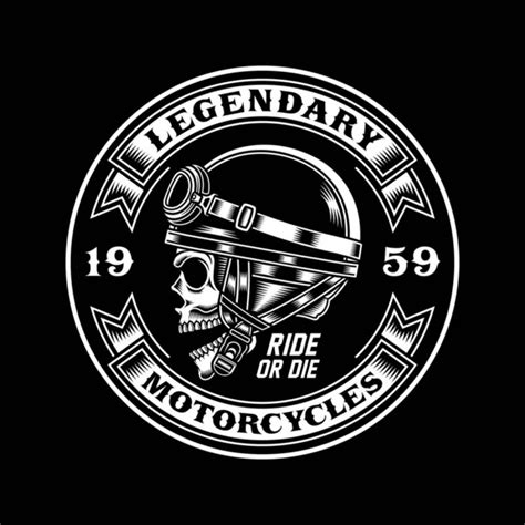 Vintage Biker Skull Emblem Stock Vector Image By Vectorfreak 52828701