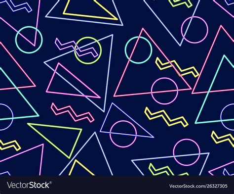 Glowing neon shapes on a black background Vector Image