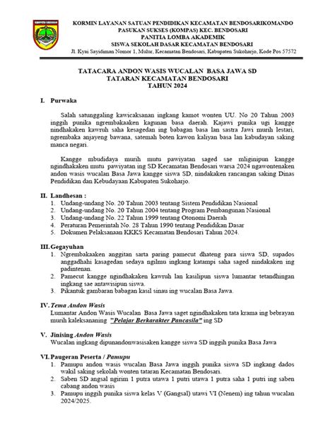 Revisi - TATACARA ANDON WASIS WUCALAN BASA JAWA SD | PDF | Languages Of ...