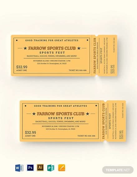 Sports Ticket - 18+ Examples, Word, pages, photoshop