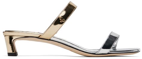 Silver Gold Kyda 35 Heeled Sandals By Jimmy Choo On Sale