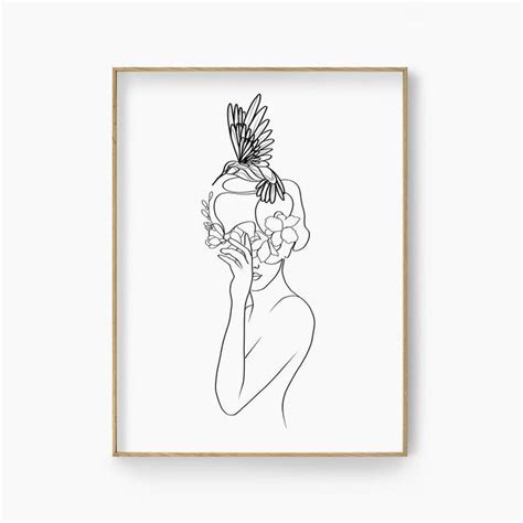 Minimalist Picasso Line Art Print Abstract Nude Women Figure Modern