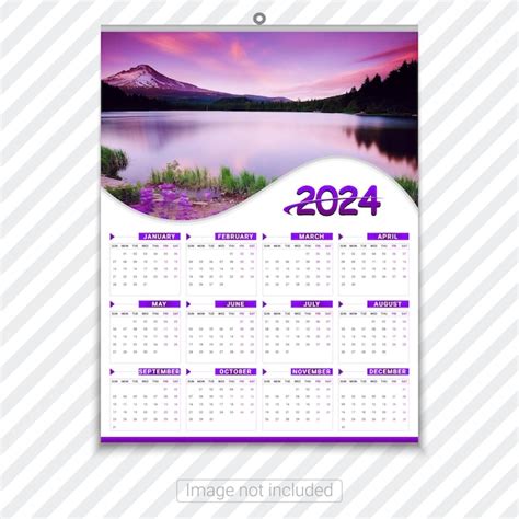 Plantilla de diseño de calendario de pared 2024 Vector Premium