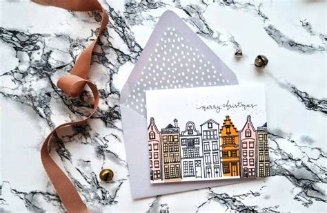 Merry Christmas Dutch Canal House Greeting Card with Lined | Etsy