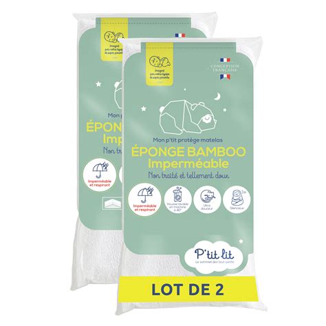 P tit Lit Lot de 2 Protège Matelas Bébé Bamboo 60x120 cm Alèse