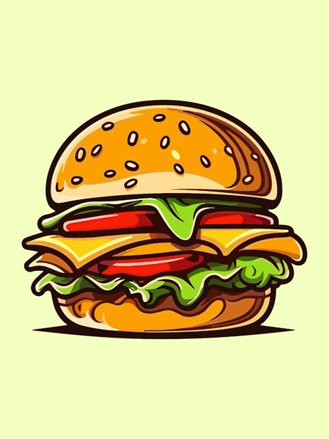 Premium Vector | Cheese burger cartoon clip art illustration for menu poster web | Cartoon clip ...