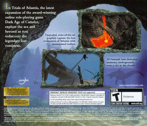 Dark Age Of Camelot Trials Of Atlantis 2003 Windows Box Cover Art