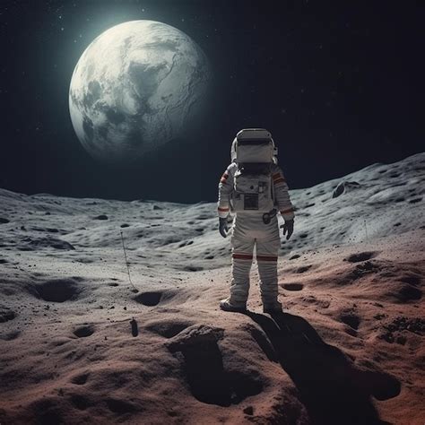 Premium AI Image | an astronaut on the moon with the moon in the ...