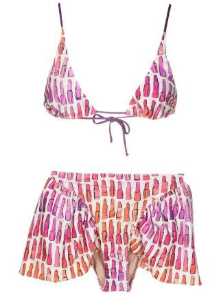 Adriana Degreas Lipstick Print High Waisted Bikini Set Farfetch