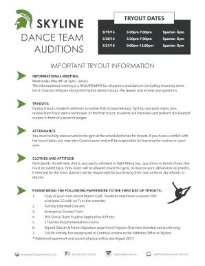 Fillable Online TRYOUT DATES Fax Email Print PdfFiller