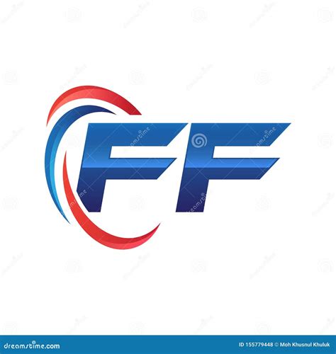 Logotipo Swoosh Del Ff De La Letra Inicial Rojo Y Azul Ilustraci N Del