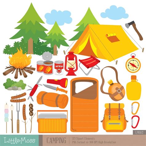 Camping Digital Clipart, Outdoor Clipart , Campfire Clipart, Sleeping ...