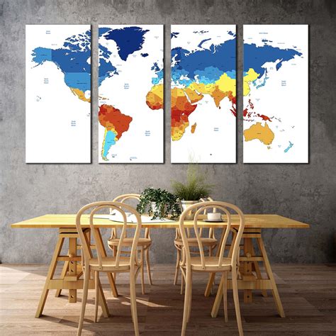 Abstract World Canvas Wall Art, World Map Digital Painting Digital ...