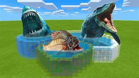 Mcpe How To Make A Megalodon Mosasaurus And Piranha Farm Youtube