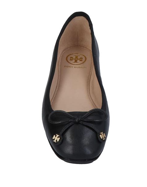 Tory Burch Leather Ballet Flats In Black Lyst