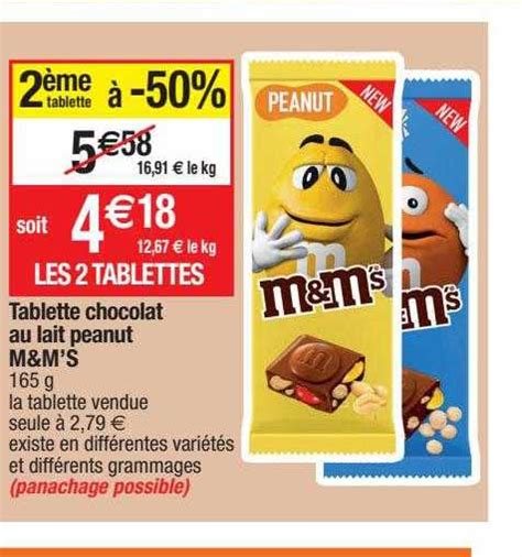 Promo Tablette Chocolat Au Lait Peanut M M S Chez Migros France