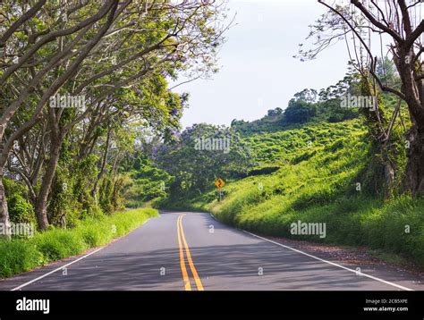 View Of Landscape Along Piilani Highway In Maui Hawaiian Islands Stock