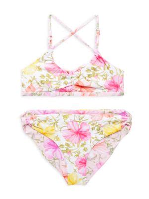 LoveShackFancy X Hurley Girl S LoveShack Fancy X Hurley Piece Floral Bikini Set On SALE Saks