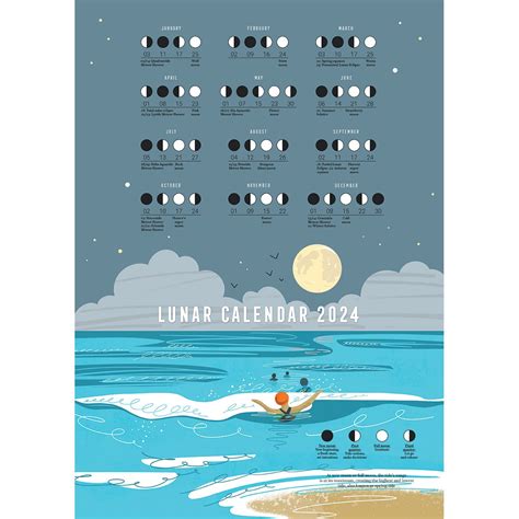 Moon Calendar 2024 Lunar Calendar Sea Swimming Gift - Etsy