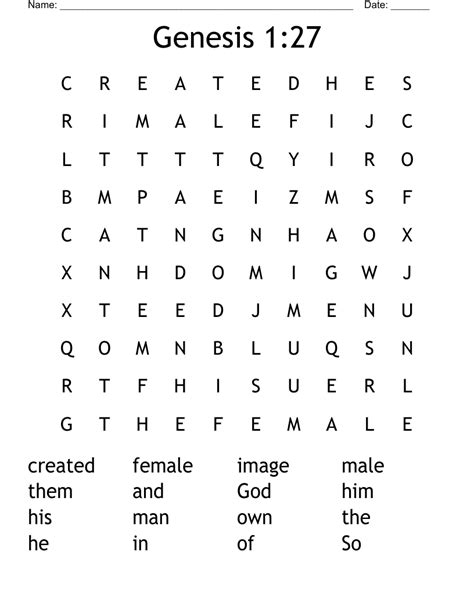 Genesis 127 Word Search Wordmint