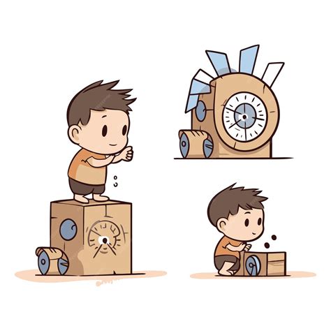 Premium Vector Cartoon Boy And Clock Of Boy And Clock