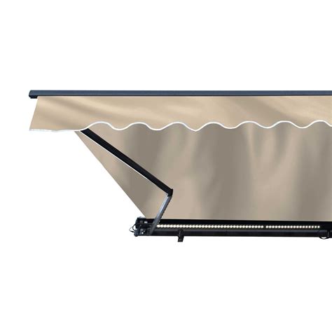 Half Cassette Motorized Retractable Led Patio Awning 20 X 10 Feet Ivory Aleko