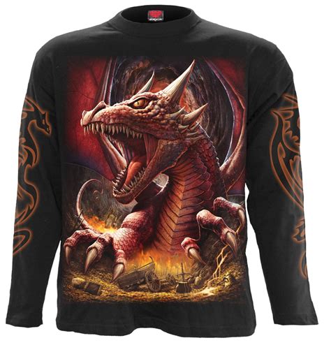 Spiral Direct Awake The Dragon Longsleeve T Shirt Black Dragon Skulls