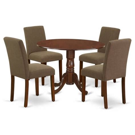 East West Furniture Dublin Piece Wood Dining Set In Mahogany Coffee