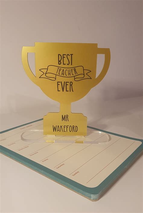 Personalised Best Teacher Ever Plaque Trophy Award Plaque Etsy