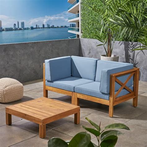 Noble House Brava Teak Brown Piece Wood Patio Conversation Seating