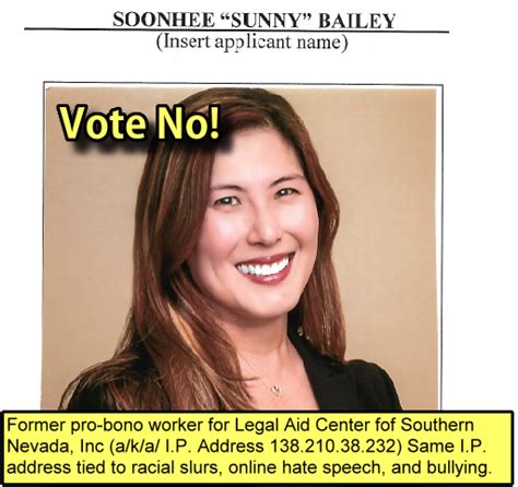 Opposition To Nevada Judicial Candidate Soonhee Bailey And Pro Bono