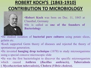 Key Contribution Of Louis Pasteur And Robert Koch To Microbiology Ppt