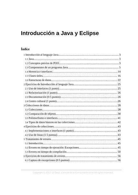 PDF Introducción a Java y Eclipse Experto Java 2 Ejercicios de