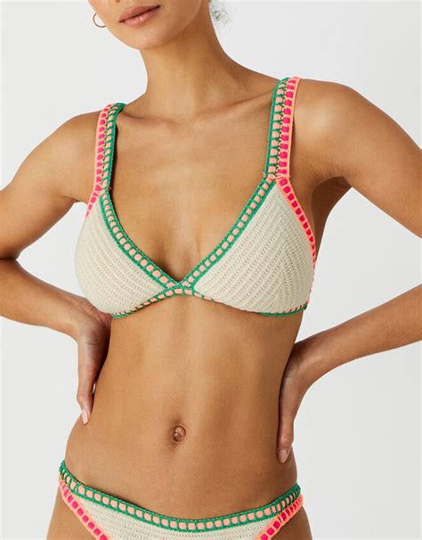 Bright Crochet Bikini Top Multi Bikini Tops Accessorize Uk