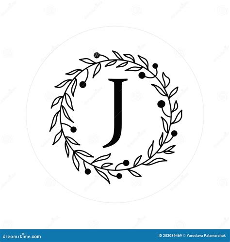 Letter "J" Initials with Round Floral Frames, Vector Monogram Logo ...